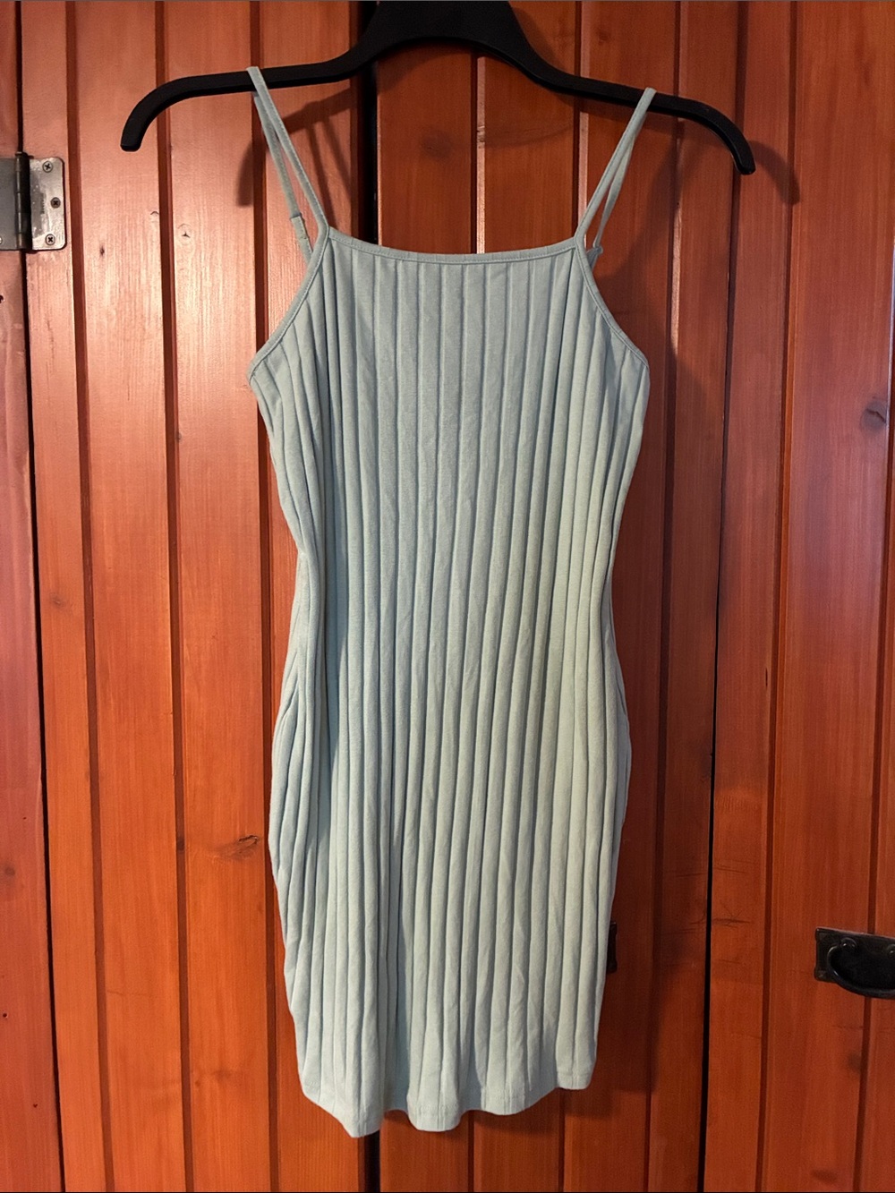 NET SHEIN Ribbed Spaghetti-Strap Dress in Light sage sz S. RS